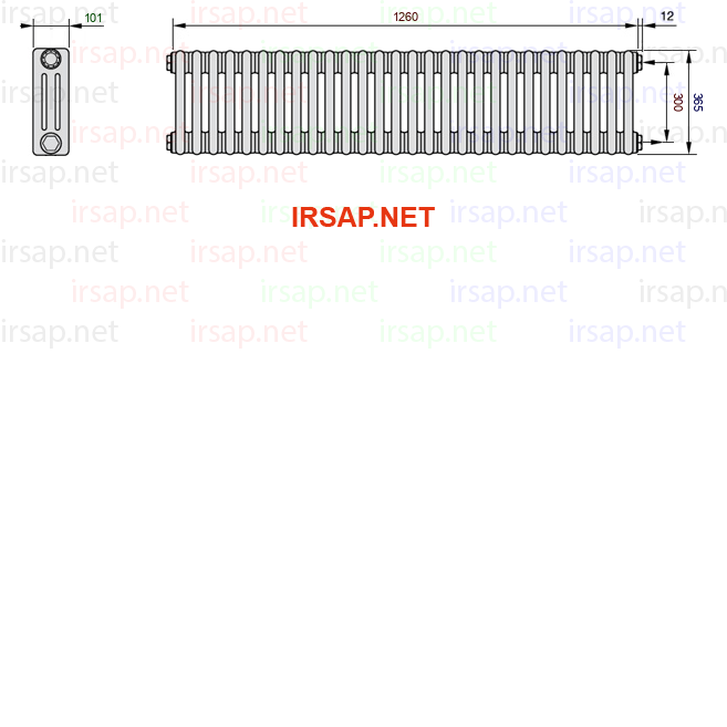 чертеж радиатора Irsap Tesi 30365-2830365-28-30-01